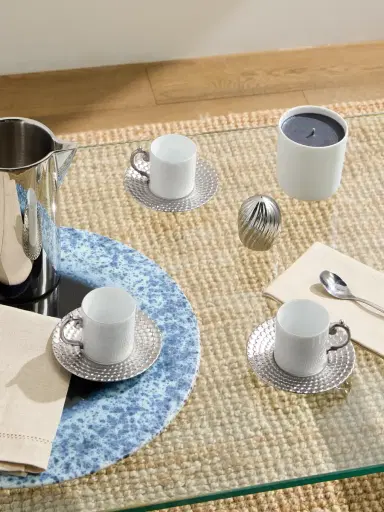 L'Objet Corde Set of Six Platinum-Plated Porcelain Espresso Cups and Saucers - Men | Thumbnail 2 L'Objet Corde Set of Six Platinum-Plated Porcelain Espresso Cups and Saucers - Men | Thumbnail 2