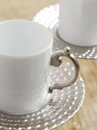 L'Objet Corde Set of Six Platinum-Plated Porcelain Espresso Cups and Saucers - Men | Thumbnail 3 L'Objet Corde Set of Six Platinum-Plated Porcelain Espresso Cups and Saucers - Men | Thumbnail 3
