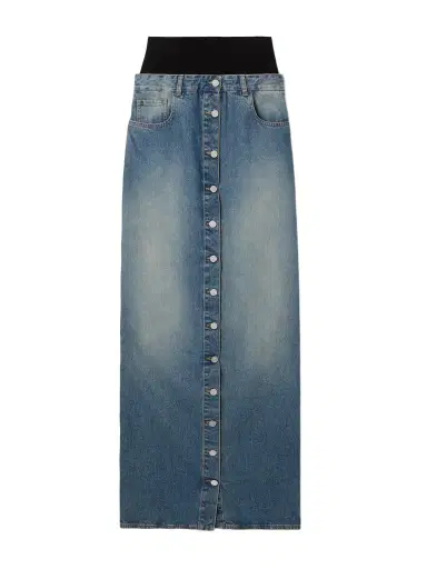 Alaïa Layered Jersey-trimmed Denim Maxi Skirt | Thumbnail 1 Alaïa Layered Jersey-trimmed Denim Maxi Skirt | Thumbnail 1
