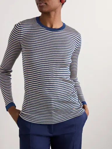 Valentino Garavani Ribbed Striped Silk Sweater | Thumbnail 3 Valentino Garavani Ribbed Striped Silk Sweater | Thumbnail 3