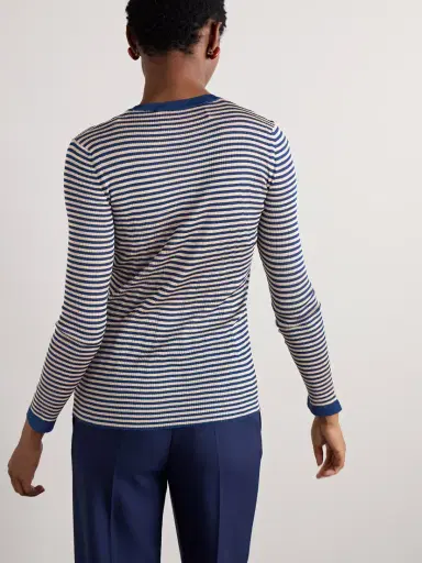 Valentino Garavani Ribbed Striped Silk Sweater | Thumbnail 4 Valentino Garavani Ribbed Striped Silk Sweater | Thumbnail 4