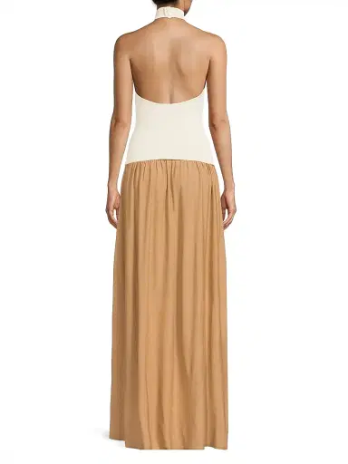 Solid & Striped Women's Soglio Halter Dress - Ecru Camel | Thumbnail 5 Solid & Striped Women's Soglio Halter Dress - Ecru Camel | Thumbnail 5