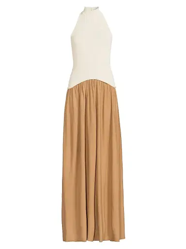 Solid & Striped Women's Soglio Halter Dress - Ecru Camel | Thumbnail 1 Solid & Striped Women's Soglio Halter Dress - Ecru Camel | Thumbnail 1