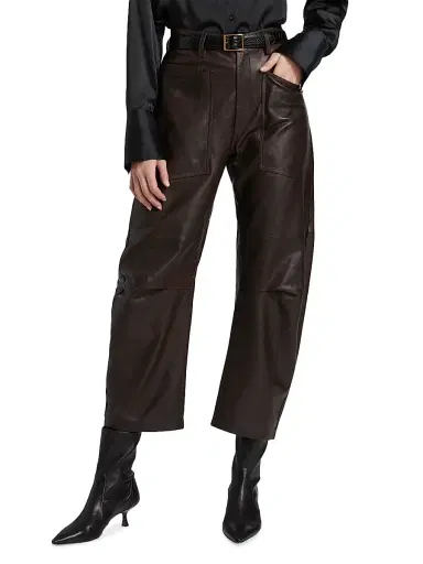 Nili Lotan Women's Shon Leather Pants - Dark Brown - Size 12 | Thumbnail 3 Nili Lotan Women's Shon Leather Pants - Dark Brown - Size 12 | Thumbnail 3