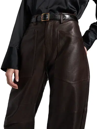 Nili Lotan Women's Shon Leather Pants - Dark Brown - Size 12 | Thumbnail 6 Nili Lotan Women's Shon Leather Pants - Dark Brown - Size 12 | Thumbnail 6