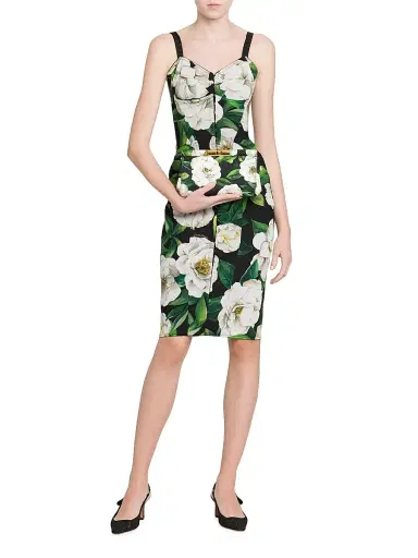 Dolce & Gabbana Women's Gardenia Seamed Knee-Length Dress - Gardenia Nero | Thumbnail 2 Dolce & Gabbana Women's Gardenia Seamed Knee-Length Dress - Gardenia Nero | Thumbnail 2