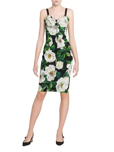 Dolce & Gabbana Women's Gardenia Seamed Knee-Length Dress - Gardenia Nero | Thumbnail 3 Dolce & Gabbana Women's Gardenia Seamed Knee-Length Dress - Gardenia Nero | Thumbnail 3
