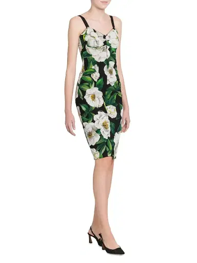 Dolce & Gabbana Women's Gardenia Seamed Knee-Length Dress - Gardenia Nero | Thumbnail 4 Dolce & Gabbana Women's Gardenia Seamed Knee-Length Dress - Gardenia Nero | Thumbnail 4