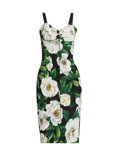 Dolce & Gabbana Women's Gardenia Seamed Knee-Length Dress - Gardenia Nero | Thumbnail 1 Dolce & Gabbana Women's Gardenia Seamed Knee-Length Dress - Gardenia Nero | Thumbnail 1