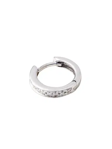 KOLOURS JEWELRY Small 18-karat White Gold Diamond Single Hoop Earring | Thumbnail 1 KOLOURS JEWELRY Small 18-karat White Gold Diamond Single Hoop Earring | Thumbnail 1