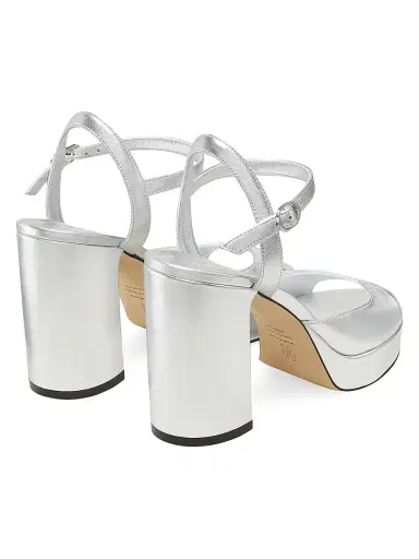 Stuart Weitzman Women's Dayna II 0MM Metallic Leather Platform Sandals - Silver | Thumbnail 3 Stuart Weitzman Women's Dayna II 0MM Metallic Leather Platform Sandals - Silver | Thumbnail 3
