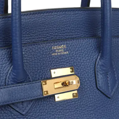 HERMÈS Pre-owned Hermes Birkin 35 Bleu Saphir Clemence Gold Hardware | Thumbnail 7 HERMÈS Pre-owned Hermes Birkin 35 Bleu Saphir Clemence Gold Hardware | Thumbnail 7