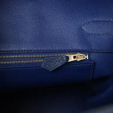 HERMÈS Pre-owned Hermes Birkin 35 Bleu Saphir Clemence Gold Hardware | Thumbnail 8 HERMÈS Pre-owned Hermes Birkin 35 Bleu Saphir Clemence Gold Hardware | Thumbnail 8