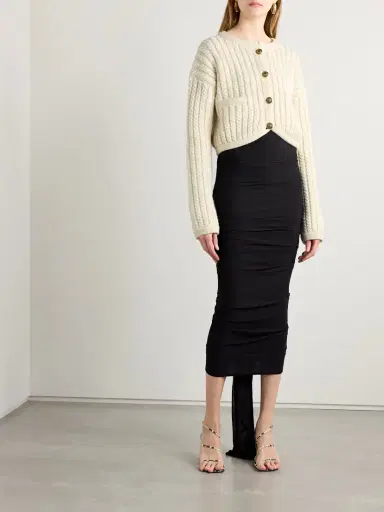 Khaite Balser Cable-knit Cashmere And Mohair-blend Cardigan | Thumbnail 2 Khaite Balser Cable-knit Cashmere And Mohair-blend Cardigan | Thumbnail 2