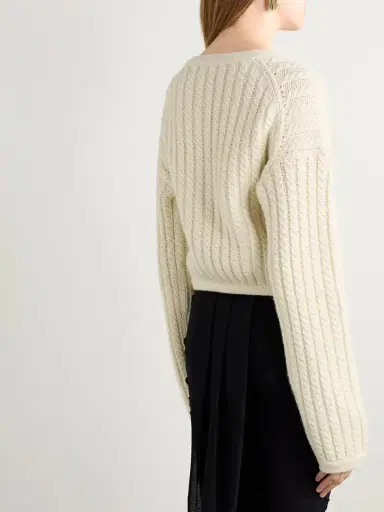 Khaite Balser Cable-knit Cashmere And Mohair-blend Cardigan | Thumbnail 3 Khaite Balser Cable-knit Cashmere And Mohair-blend Cardigan | Thumbnail 3