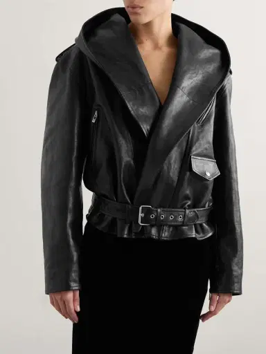 Alaïa Hooded Leather Biker Jacket | Thumbnail 3 Alaïa Hooded Leather Biker Jacket | Thumbnail 3