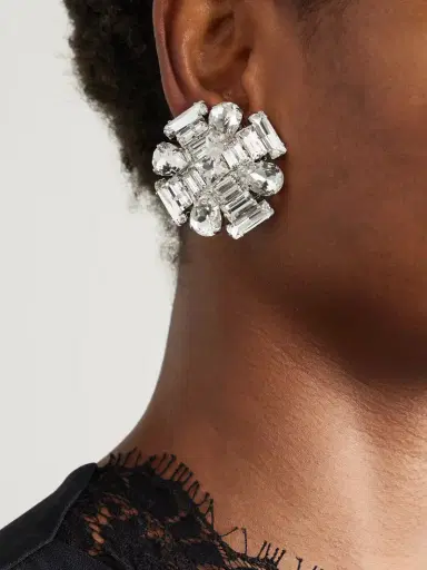 Alessandra Rich tone Crystal Clip Earrings | Thumbnail 2 Alessandra Rich tone Crystal Clip Earrings | Thumbnail 2