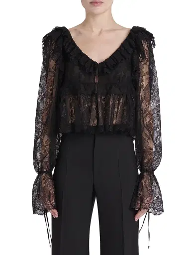Chloé Women's Lace V-Neck Top - Black | Thumbnail 3 Chloé Women's Lace V-Neck Top - Black | Thumbnail 3