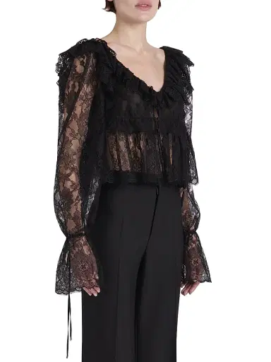 Chloé Women's Lace V-Neck Top - Black | Thumbnail 4 Chloé Women's Lace V-Neck Top - Black | Thumbnail 4