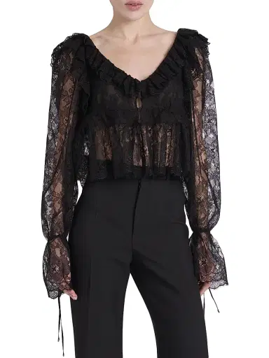 Chloé Women's Lace V-Neck Top - Black | Thumbnail 6 Chloé Women's Lace V-Neck Top - Black | Thumbnail 6