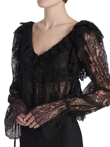 Chloé Women's Lace V-Neck Top - Black | Thumbnail 7 Chloé Women's Lace V-Neck Top - Black | Thumbnail 7