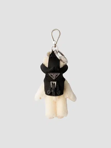 Prada Women's Teddy Bag Charm with Metal Ring | Thumbnail 3 Prada Women's Teddy Bag Charm with Metal Ring | Thumbnail 3