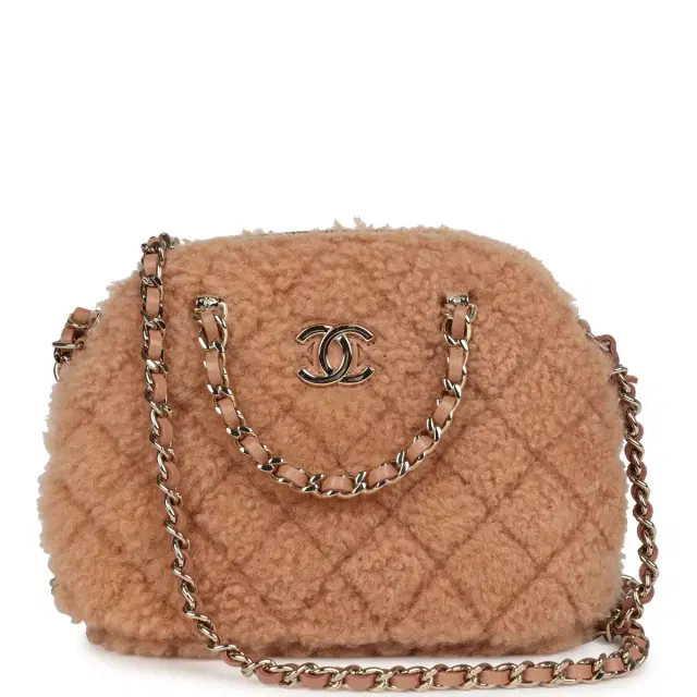 Chanel Small Crossbody Bag Light Brown Shearling Light Gold Hardware Chanel Small Crossbody Bag Light Brown Shearling Light Gold Hardware