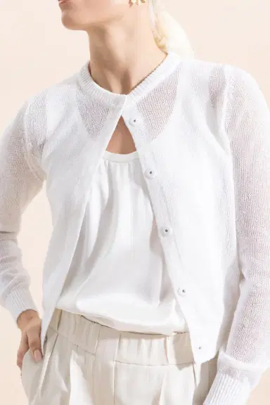 Brunello Cucinelli Linen Silk Paillette Cropped Cardigan | Thumbnail 3 Brunello Cucinelli Linen Silk Paillette Cropped Cardigan | Thumbnail 3