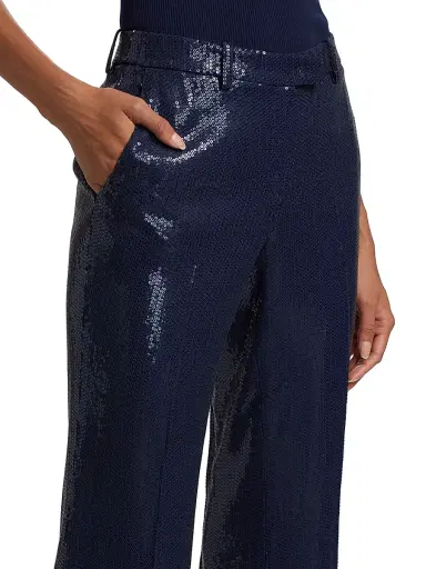 Michael Kors Collection Women's Haylee Sequined Flare Pants - Maritime | Thumbnail 6 Michael Kors Collection Women's Haylee Sequined Flare Pants - Maritime | Thumbnail 6
