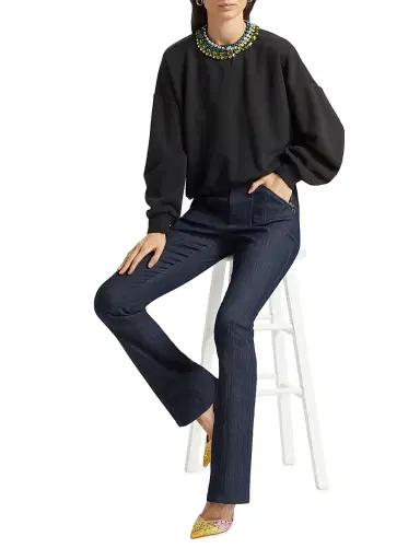 Cinq à Sept Women's Brandy Embellished Collar Sweatshirt - Black | Thumbnail 2 Cinq à Sept Women's Brandy Embellished Collar Sweatshirt - Black | Thumbnail 2