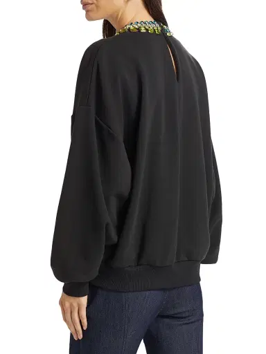 Cinq à Sept Women's Brandy Embellished Collar Sweatshirt - Black | Thumbnail 5 Cinq à Sept Women's Brandy Embellished Collar Sweatshirt - Black | Thumbnail 5