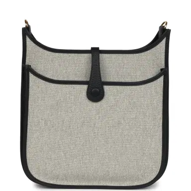 HERMÈS Hermes Evelyne III PM Black/Ecru Clemence and Toile Gold Hardware | Thumbnail 5 HERMÈS Hermes Evelyne III PM Black/Ecru Clemence and Toile Gold Hardware | Thumbnail 5