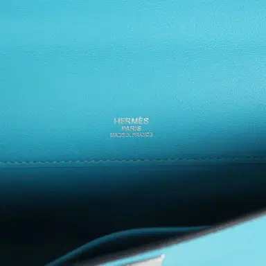 HERMÈS Pre-owned Hermes Kelly Cut Turquoise Swift Palladium Hardware | Thumbnail 7 HERMÈS Pre-owned Hermes Kelly Cut Turquoise Swift Palladium Hardware | Thumbnail 7