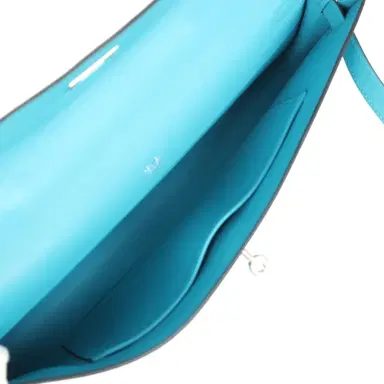HERMÈS Pre-owned Hermes Kelly Cut Turquoise Swift Palladium Hardware | Thumbnail 8 HERMÈS Pre-owned Hermes Kelly Cut Turquoise Swift Palladium Hardware | Thumbnail 8