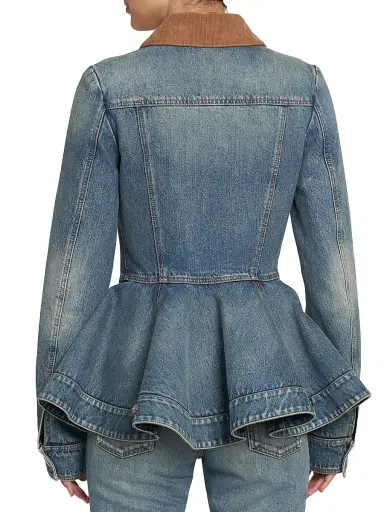 Alexander McQueen Women's Denim Fit & Flare Zip-Up Jacket | Thumbnail 5 Alexander McQueen Women's Denim Fit & Flare Zip-Up Jacket | Thumbnail 5