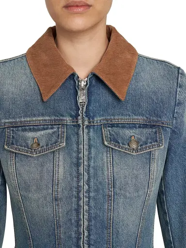 Alexander McQueen Women's Denim Fit & Flare Zip-Up Jacket | Thumbnail 7 Alexander McQueen Women's Denim Fit & Flare Zip-Up Jacket | Thumbnail 7