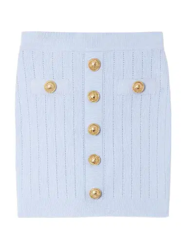 Balmain Button-embellished Ribbed-knit Mini Skirt | Thumbnail 1 Balmain Button-embellished Ribbed-knit Mini Skirt | Thumbnail 1