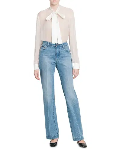 Dolce & Gabbana Women's Silk Chiffon Tieneck Blouse - Bianco Ottico | Thumbnail 2 Dolce & Gabbana Women's Silk Chiffon Tieneck Blouse - Bianco Ottico | Thumbnail 2