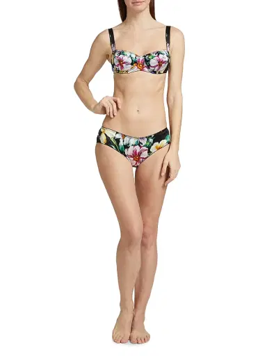 Dolce & Gabbana Women's Floral Picot-Trim Panty - Mix Fiori Nero | Thumbnail 2 Dolce & Gabbana Women's Floral Picot-Trim Panty - Mix Fiori Nero | Thumbnail 2