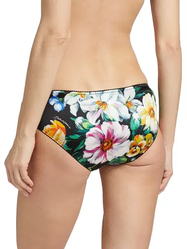 Dolce & Gabbana Women's Floral Picot-Trim Panty - Mix Fiori Nero | Thumbnail 4 Dolce & Gabbana Women's Floral Picot-Trim Panty - Mix Fiori Nero | Thumbnail 4