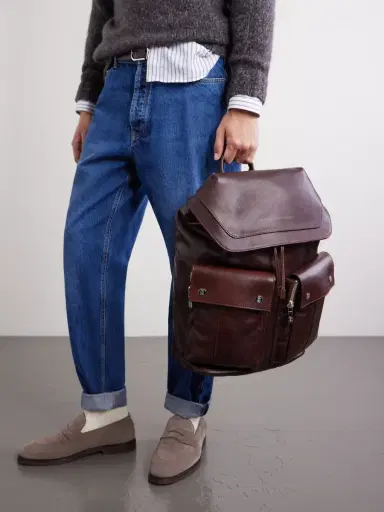 Brunello Cucinelli Leather Backpack - Men | Thumbnail 2 Brunello Cucinelli Leather Backpack - Men | Thumbnail 2