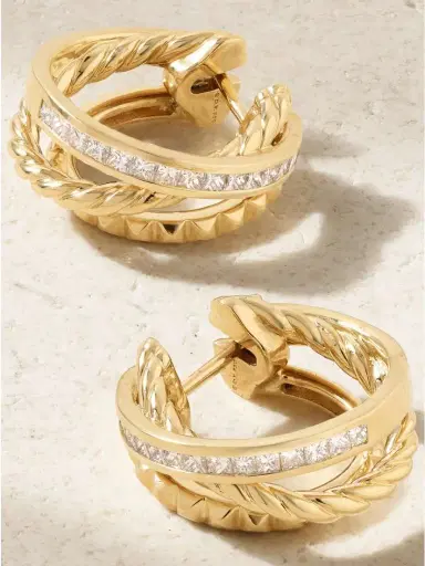 David Yurman Crossover Trio 18-karat Gold Diamond Earrings | Thumbnail 3 David Yurman Crossover Trio 18-karat Gold Diamond Earrings | Thumbnail 3