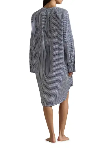 Polo Ralph Lauren Women's Striped Cotton Sleep Shirt - White Cloud Beacon Blue | Thumbnail 3 Polo Ralph Lauren Women's Striped Cotton Sleep Shirt - White Cloud Beacon Blue | Thumbnail 3