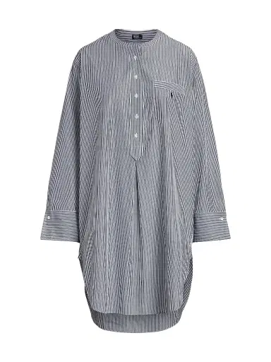 Polo Ralph Lauren Women's Striped Cotton Sleep Shirt - White Cloud Beacon Blue | Thumbnail 1 Polo Ralph Lauren Women's Striped Cotton Sleep Shirt - White Cloud Beacon Blue | Thumbnail 1