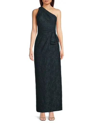 Aidan Mattox Women's Textured Jacqaurd Column Gown - Navy Multi - Size 8 | Thumbnail 3 Aidan Mattox Women's Textured Jacqaurd Column Gown - Navy Multi - Size 8 | Thumbnail 3