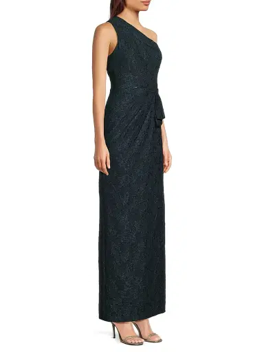 Aidan Mattox Women's Textured Jacqaurd Column Gown - Navy Multi - Size 8 | Thumbnail 4 Aidan Mattox Women's Textured Jacqaurd Column Gown - Navy Multi - Size 8 | Thumbnail 4