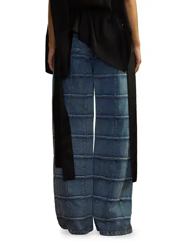 CYNTHIA ROWLEY Women's Windowpane Flared High-Rise Jeans | Thumbnail 4 CYNTHIA ROWLEY Women's Windowpane Flared High-Rise Jeans | Thumbnail 4
