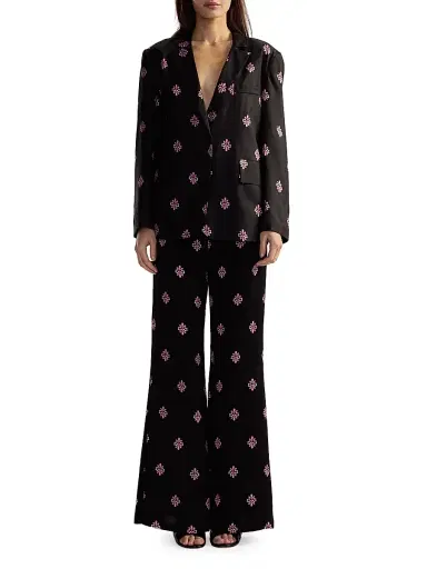 Cynthia Rowley Women's Floral Silk Twill Notch-Lapel Blazer - Black Multi | Thumbnail 2 Cynthia Rowley Women's Floral Silk Twill Notch-Lapel Blazer - Black Multi | Thumbnail 2