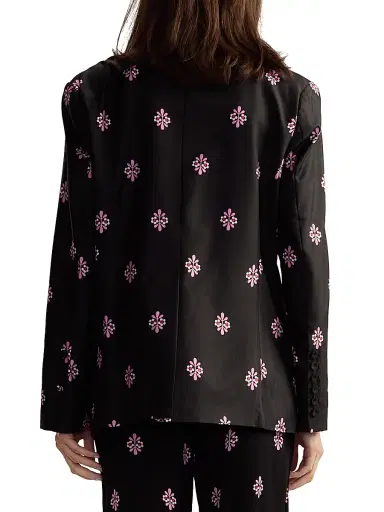 Cynthia Rowley Women's Floral Silk Twill Notch-Lapel Blazer - Black Multi | Thumbnail 4 Cynthia Rowley Women's Floral Silk Twill Notch-Lapel Blazer - Black Multi | Thumbnail 4