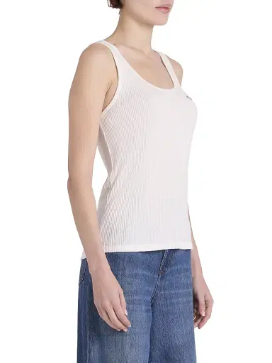 Chloé Women's Logo Cotton Rib-Knit Tank Top - White | Thumbnail 4 Chloé Women's Logo Cotton Rib-Knit Tank Top - White | Thumbnail 4
